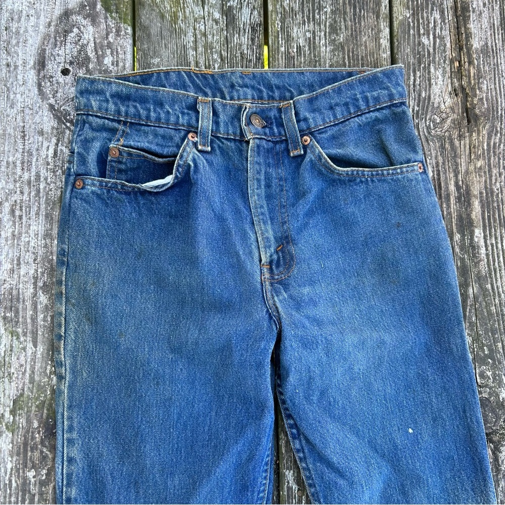 Vintage 80s Levi’s Orange Tab Rare Leather Patch Faded Straight Leg Jean Size 27 - Picture 3 of 9